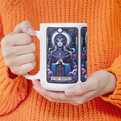 The High Priestess Tarot Card Mug - Whimsical 15 oz Cup for Tarot Lovers by MoonQuirk on Etsy The High Priestess Tarot Card, Priestess Tarot Card, The High Priestess Tarot, High Priestess Tarot, Tea Display, The High Priestess, High Priestess