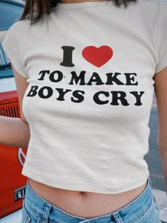 I Love To Make Boys Cry Shirt Y2k Cartoon, Gothic Streetwear, Letter Love, Streetwear T Shirt, Crop Top Tees, Harajuku, Crop Top, I Love