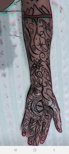 a person's arm with tattoos on it