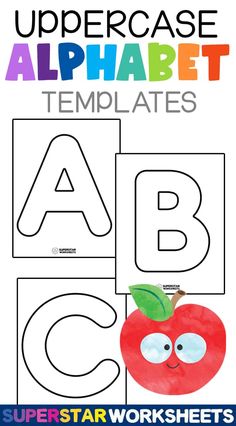 the uppercase alphabet worksheet with an apple