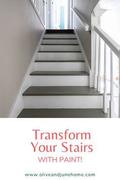 stairs with text that reads transform your stairs with paint