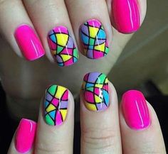 Toenail Art Designs, Neon Nail Art, Shellac Manicure, Geometric Nail Art, Summer Toe Nails, Colorful Nails, Nail Art Designs Summer, Geometric Nail, Nail Art Designs Videos