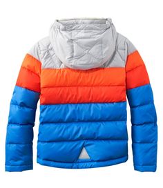 Kids' L.L.Bean Down Jacket, Color Block Sporty Outdoor Puffer Jacket With Fleece Lining, Sporty Puffer Jacket With Fleece Lining For Outdoor Activities, Sporty Puffer Jacket With Fleece Lining For Outdoor, Multicolor Outdoor Outerwear With Double-lined Hood, Sporty Puffer Jacket With Fleece Lining For Winter Sports, Multicolor Winter Outerwear For Outdoor Activities, Multicolor Winter Outerwear For Outdoor, Functional Color Block Outerwear For Outdoor, Blue Insulated Puffer Jacket For Outdoor