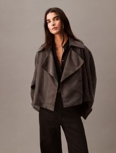 Cropped Trench Coat Cropped Trench Coat, Raglan Sleeve, Trench Coat, Calvin Klein, Relaxed Fit