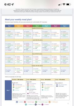 the meal planner is displayed on an iphone