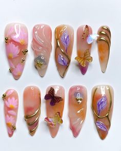 I feel like my fairy dream comes true, and I am ready to spread my wings like a butterfly🦋🧚‍♀️💫 Ib @nuha.nailedit #fairycore… | Instagram Butterfly Press On Nails, Hot Poetry, Collage Girl, Artist Decor, Long Stiletto Nails, Clothes Y2k, Acrylic Markers, Diy Aesthetic, Pinterest Style