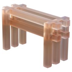 an abstractly designed bench made out of plastic tubes