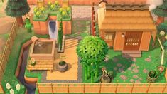 an aerial view of a small garden in animal crossing