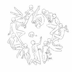 a drawing of people in the shape of a circle with their arms and legs spread out