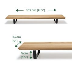 two benches are shown side by side with measurements for each bench and the other bench