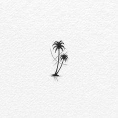 a palm tree is shown in the middle of a watercolor painting on white paper