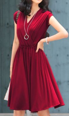 gorgeous dark red dress Fashion for Valentine Red Dress Sleeves, Plus Size Long Dresses, Dark Red Dresses, Cotton Wrap Dress, Button Scarf, فستان سهرة, Red Mini Dress, Mode Vintage, Fashion Mode