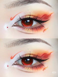 Air Makeup Element, Fire Eye Makeup, Eye Shadow Ideas, Demon Makeup, Anime Cosplay Makeup