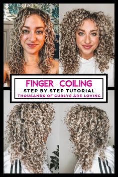 Finger Coiling, Plopping Curly Hair, Finger Coils, Curly Hair Problems, Curly Girl Method, Curly Hair Inspiration, Curly Hair Routine, Curly Hair With Bangs, Hair Routine