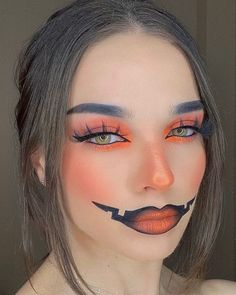 Diy Pumpkin Face Makeup, Pumpkin Makeup Easy, Cute Pumpkin Makeup, Pumpkin Costume Women's, Pumpkin Makeup Looks, Pumpkin Face Makeup, Jack O Lantern Makeup