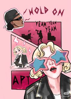 a drawing of marilyn monroe with stars on her face and the words'hold on yeah yeah, apt '