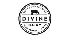 a black and white logo for divine dairy