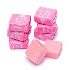 pink candy cubes stacked on top of each other with the number 3 printed on them