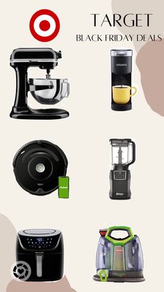 an advertisement for target's black friday sale with appliances and blenders on it