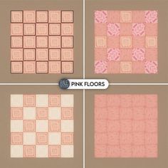 four different pink floors are shown in this image