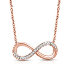 Brand: Jewelili Features: Rose Gold Over Sterling Silver With Natural White Diamonds Infinity Pendant Necklace All our diamond suppliers confirm that they comply with the Kimberley Process to ensure that their diamonds are conflict free All of our Diamonds are conflict free Item is shipped in a beautiful JEWELILI gift box Return on any order within 30 days Binding: Jewelry Rose Gold Chain Mens, Diamond Infinity Necklace, Infinity Necklace Gold, Jewelry Knowledge, Diamond Pendants Designs, Wedding Ring Necklaces, Infinity Jewelry, Infinity Pendant, Diamond Jewelry Necklace