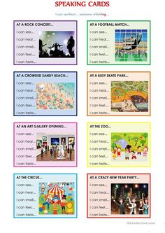 an english speaking activity for children to learn how to speak with pictures and words on them