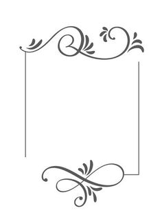 an ornate frame with swirls and leaves on the edges, in black ink against a white background