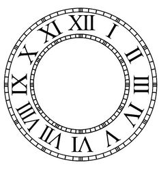 the roman numeral clock face in black and white