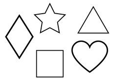 three shapes with hearts, stars and a heart