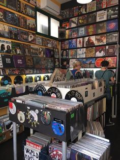 a room filled with lots of records and cds