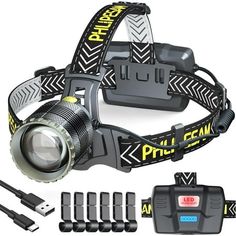 150000LM 50W Headlamp & 60H Standby Battery Time, Head lamp with Motion Sensor Zoomable Function, 90Angle Adjustable Head Light & Widened Headband for Hiking Hunting Camping Hardhat Rechargeable Headlamp, Uv Flashlight, Hunting Camp, Pet Urine, Camping Lanterns, Led Headlamp, Head Lamp, Camping Lights, Head Light