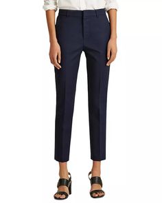 Ralph Lauren - Slim Leg Pants Elegant Ralph Lauren Spring Pants, Ralph Lauren Elegant High-waisted Pants, Elegant Ralph Lauren High-waisted Pants, Ralph Lauren Fitted High-waisted Pants, Ralph Lauren Casual Business Pants, Ralph Lauren Casual Business Casual Pants, Ralph Lauren Tailored Bottoms For Business Casual, Ralph Lauren Spring Mid-rise Bottoms, Ralph Lauren High-waisted Workwear Pants