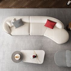 an overhead view of a living room with furniture