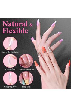 Clara Colors Nail Tips and Glue Gel Kit - Gel x Nail Kit 550Pcs Soft Gel Nail Tips Medium Almond Shape