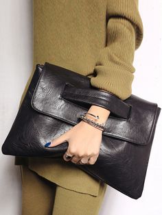 Hollow Split-Joint Bags Crossbody Bags Handbags BLACK-One_size Sacs Tote Bags, Retro Handbags, Beg Tangan, Envelope Clutch Bag, Envelope Bag, Ladies Clutch, Trending Handbag, Envelope Clutch, Leather Clutch Bags