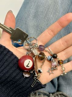 Cute Keyring Aesthetic, Key Charms Aesthetic, The Black Keys Aesthetic, Vintage Keychain Aesthetic, Key Rings Aesthetic, Outfit Inspo Accessories, Keychain Charms Aesthetic, Aesthetic Keys With Keychain, Diy Car Keychain Ideas