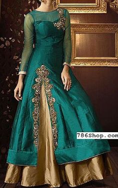 Teal/Golden Chiffon Suit | Buy Pakistani Fashion Dresses and Clothing Online in USA, UK Party Wear Lehenga Style, Pakistani Party Wear Dresses, Chiffon Suit, Suit Pakistani, Pakistani Formal Dresses, Pakistani Party Wear, Lehenga Style, Choli Designs, Salwar Kamiz