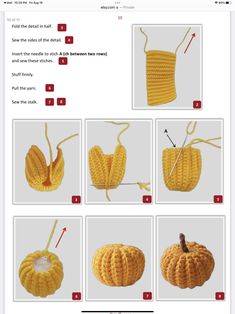 the instructions for crocheted pumpkins are shown in this page, which shows how to