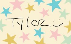 the word title written in cursive writing surrounded by multicolored stars