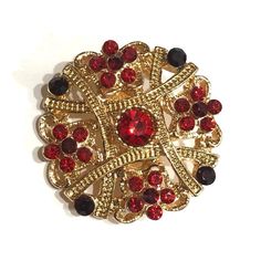 Fashion Jewelry Red Jeweled Rhinestones Brooch Pin Nwot (A)86 Width: 1” Length: 1” New Without Tags Condition: Smoke Free, Unworn, No Issues Red Rhinestone Brooches For Wedding, Red Rhinestone Wedding Brooches, Red Rhinestone Brooch For Gift, Red Rhinestone Brooches For Gifts, Formal Red Rhinestone Brooch, Formal Red Rhinestones Brooches, Red Round Brooch Jewelry, Elegant Red Brooch Pins, Red Jewel