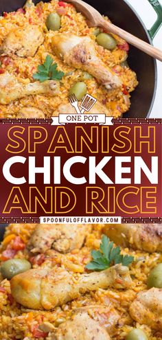 Spanish Chicken and Rice Spanish Entrees, Spanish Chicken And Rice, Chicken Peppers, Spanish Rice Recipe, Spanish Chicken, Chicken Leg Recipes, Rice Casserole Recipes, Easy Main Dishes, Spanish Recipes