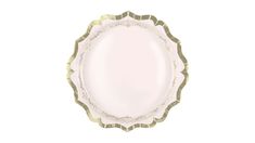 a white and gold plate on a white background