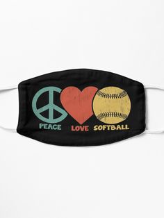 "Peace Love Softball, Vintage Softball Lovers" Mask by nou-bob-t-shirt | Redbubble