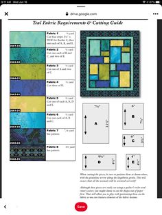 a page with instructions for quilting, including the design and color scheme on it