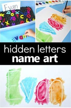 children's handprinted letters and name art