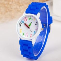 This watch is designed for kids, it has colorful appearance and it is small, light, thin and pretty. It can not only train children's practical ability, but also cultivate the child's patience. Its cool design makes it look more fashionable and it is the perfect present to your children at Christmas day, Birthday or other special festivals. Water Resistance Depth: No waterproofStyle: Fashion & CasualMovement: QuartzCase Material: AlloyClasp Type: BuckleOrigin: CN(Origin)Dial Diameter: 40.5mmBand Casual Watches Women, Information Display, Ladies Watches, Glass Boxes, Kids Watches, Fashion Painting, Casual Watches, Watches Women Fashion, Silicon Bands