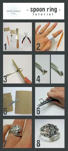 the instructions for making spoon ring with scissors and other items to make them look like they are