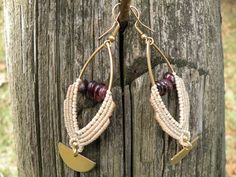 Garnet Macrame Earrings, Brass Marquise Half Moon Tribal Hippie Earrings, Beaded Bohemian Style Jewelry This statement hippie earrings are created using the macrame technique. It is made by a high quality tan waxed thread. Also, we use a Garnet chips beads and brass moon charms to complete design. Waxed thread gives the product durability and strength, and elegant natural appearance. It's a beautiful gift and a nice accessory what you can wear every day. Earrings characteristics: *Marquise brass Adjustable Teardrop Bohemian Wrap Earrings, Bohemian Adjustable Nickel-free Wrap Earrings, Bohemian Teardrop Wrap Earrings, Adjustable Bohemian Beaded Wrap Earrings, Bohemian Adjustable Wrap Earrings For Festival, Adjustable Bohemian Wrap Earrings For Festivals, Bohemian Drop Earrings In Natural Color, Bohemian Beaded Dangle Wrap Earrings, Adjustable Bohemian Brass Wrap Earrings