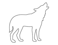 a black and white drawing of a wolf standing in front of a white background with the outline of it's head