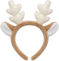 a reindeer headband with white antlers on it's ears and two horns